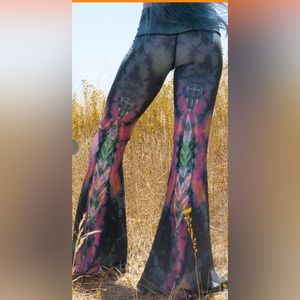TEEKI bellbottoms teeki bells Eagle Feather Green Bell Bottom Yoga pants long